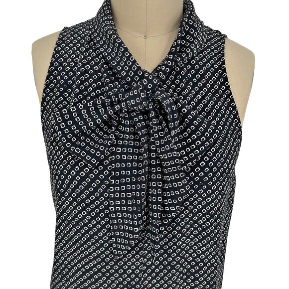 Theory x Neiman Marcus Silk Scarf Halter Top Navy Box Tile Print size Large - Picture 6 of 13